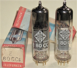 Brand Spanking New in Box, 1974 Amperex/Philips E80CC 6085 Gold Pin tubes with TELEFUNKEN Label and Box. SAME Heerlen Holland Production Date Codes VBA 44J4. 4xxx (4=delta or left triangle for Heerlen Plant). One of the most musical and desirable tubes.