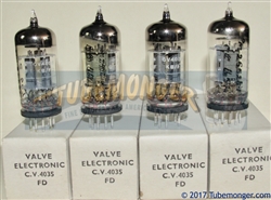 Brand New MINT NOS NIB Rare 1959 BRIMAR CV4035 Box Plate Military tubes. Factory Tested. CV4035 Flying Lead is Prem Grade, High Rel Long Life version of ECC83/CV492/CV4004/6057/12AX7 valves. Etched STC Rochester Plant Date Codes. Made in England.SLIM BASE