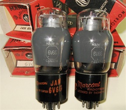 Brand Spanking NEW, NIB 1950s MARCONI CANADA JAN 6V6G ST Coke Bottle smoke glass tubes. Military production. Very desirable tube for both Guitar and Audio applications.