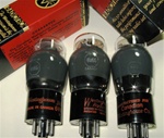 Single Tubes, Brand Spanking NEW, NIB 1950s Sylvania USA and MARCONI CANADA 6V6G ST Coke Bottle smoke glass tubes. Labeled and boxed by Westinghouse CANADA. Very desirable tube for both Guitar and Audio applications.