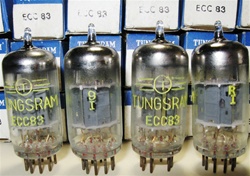 Brand New MINT NOS NIB October-November 1970 Production Tungsram ECC83 tubes. Made in Hungary. These late 1960s tubes are hard to find these days.
