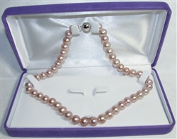 Freshwater Cultured Pearl Necklace Grade AAA 9.5mm to 10.5mm pink with a little purple shade - 17.5 inch