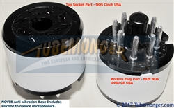 This Plug & Play, OCTAL-NOVIB Socket Saver© with 1960s NOS GE USA Bottom Plug Part and NOS CINCH USA Top Socket Part and Vibration Reduction Base is a perfect solution.