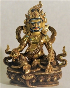 Statue Dzambhala, 05 inch, Partially Gold Plated