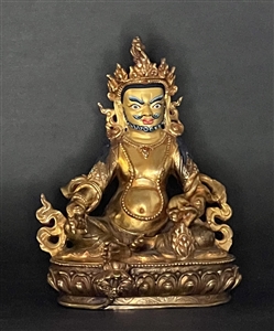Statue Dzambhala, 07 inch, Partially Gold Plated