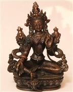 Statue Green Tara,  5.25 inch, Dark Copper