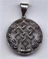 Eternal Knot pendant, silver, 1 inch