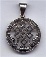 Eternal Knot pendant, silver, 1 inch