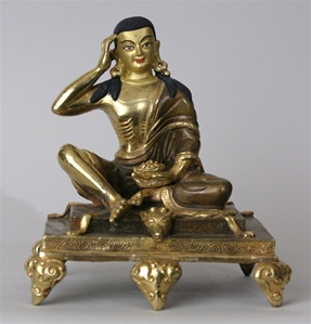 Statue Milarepa, 05 inch, Partially Gold Plated