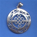 Eternal Knot pendant, white metal, 1.25 inch