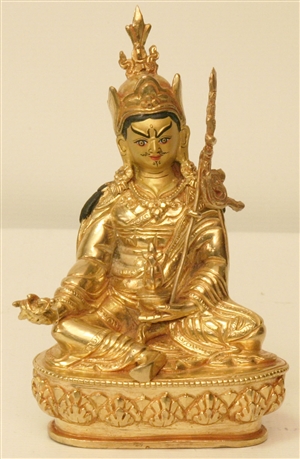 Statue Guru Rinpoche, 06 inch, Fully Gold Plated