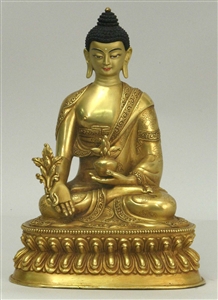 Statue Medicine Buddha, 08 inch, Fully Gold Plated