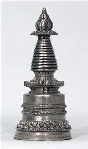 Statue Stupa, 07 inch, Kadam, Silver