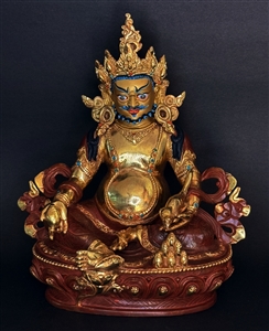Statue Dzambhala, 09 inch, Partially Gold Plated
