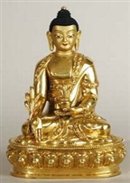 Statue Medicine Buddha, 06 inch, Fully Gold Plated