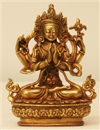 Statue Chenrezig, 3 inch, Gold Finish