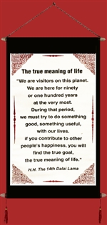 Banner: Dalai Lama's Quote on The True Meaning of Life