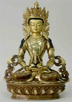 Statue Amitayus, 13 inch, Partially Gold Plated