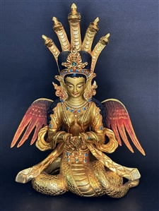 Statue Amitabha, 08 inch, Partially Gold Plated