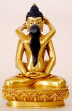 Statue Samantabhadra, 08 inch, Fully Gold Plated