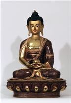 Statue Amitabha, 12 inch, Partially Gold Plated