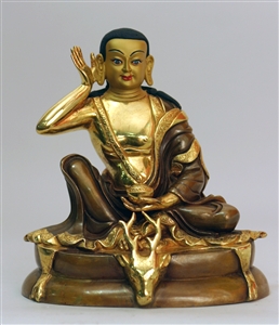 Statue Milarepa, 07 inch, Partially Gold