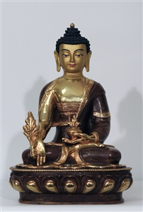 Statue Medicine Buddha, 13 inch, Partially Gold Plated