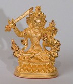Statue Manjushri, 2.25 inch, Gold Plated