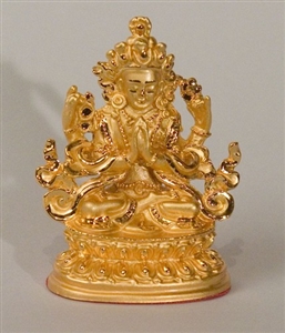 Statue Chenrezik, 2.25 inch, Gold Plated