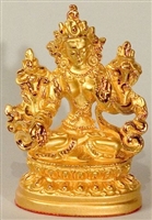 Statue White Tara, 02.25 inch, Gold  Plated