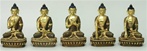 Statue Five Buddha Family, 6 inch, Partially Gold Plated
