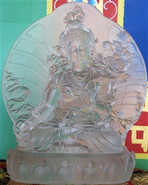 Statue White Tara with back, 10 inch, Glass