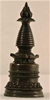 Statue Stupa, 07 inch, Kadam, Dark Copper