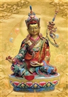 Guru Rinpoche, with seven-line supplication prayer on the back of the card