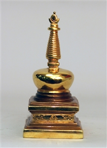 Statue Stupa, 05.5 inch, Partially Gold Plated