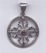 Double Dorje, Silver Pendant, 1 inch