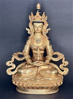 Statue Amitayus, 08 inch, Fully Gold Plated