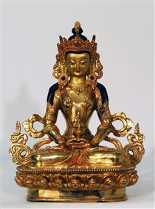 Statue Amitayus, 08 inch, Fully Gold Plated