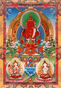 Amitayus with Namgyalma and White Tara Laminated Card 6x6 inch