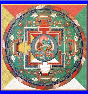 Green Tara Mandala, Laminated Card 6x6 inch