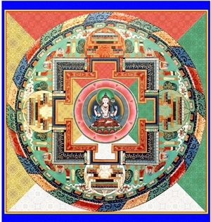 Chenrezig Mandala, Laminated Card 6x6 inch