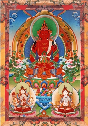 Amitayus with Namgyalma and White Tara 3 x 4