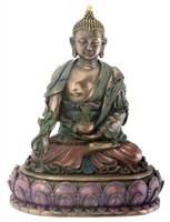 Statue Medicine Buddha resin, 06 inch. Hand painted.