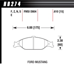 Hawk Performance HPS Performance Street Brake Pads (4) Front 99-04 Mustang