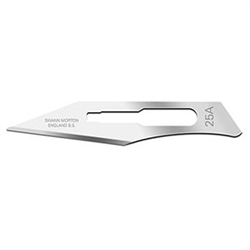 Cincinnati Swann Morton Carbon Steel Blades - Size 25A - Non-Sterile - 20 Pk/5 Vpi - 100/Box