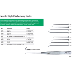 Miltex Mueller-Style Phlebectomy Hook Set - 4 Right Hooks - Sizes #1-4