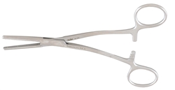 Miltex Mastin Muscle Clamp, Shank Curved to Side, One Smooth, One Serrated Jaw, 4 Pins - 7"