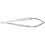 Miltex 5.25" Microsurgery Needle Holder - Round Handles - 0.6 mm Tips - Curved Jaws