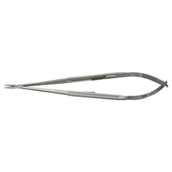 Miltex 7.125" Microsurgery Needle Holder - Round Handles - 0.6 mm Tips - Straight Jaws with Lock