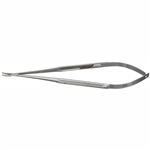Miltex 7.125" Microsurgery Needle Holder - Round Handles - 0.6 mm Tips - Curved Jaws with Lock